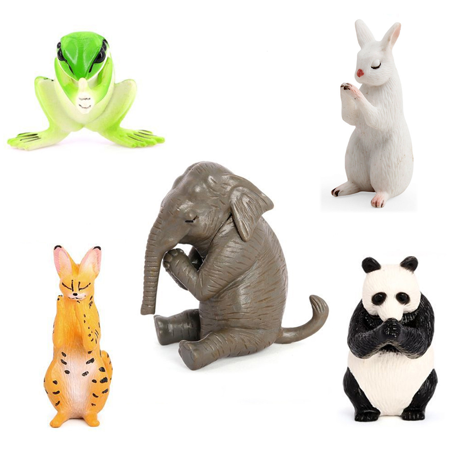 Kids Toys Under £5 - โมเดลสัตว์จำลองที่สมจริง รูปแบบกบ แมว กระต่าย แพนด้า ช้าง