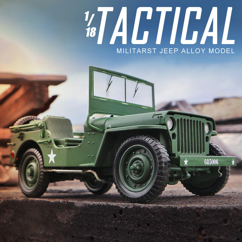 Kids Toys Jeep - 1:18ยุทธวิธีทหารรุ่น Old World War II Willis