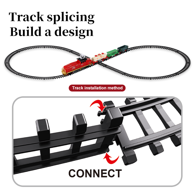 Kids Toys Electric - รถไฟบรรทุกสินค้าไฟฟ้าสำหรับเด็ก พร้อมรางรถไฟ โมเดลรางรถไฟ พร้อมแสงและเสียง ของเล่นสะสม ของขวัญวันเกิด/คริสต์มาสสำหรับเด็ก