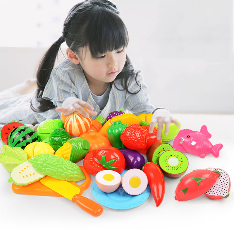 Kids Toys Kitchen Set - ของเล่นตัดผลไม้และผักสำหรับเด็ก ชุดของเล่นจำลองครัวสำหรับเด็กเล่นบทบาทสมมติ ของเล่นมอนเตสซอรี่สำหรับเด็กหญิงและเด็กชาย