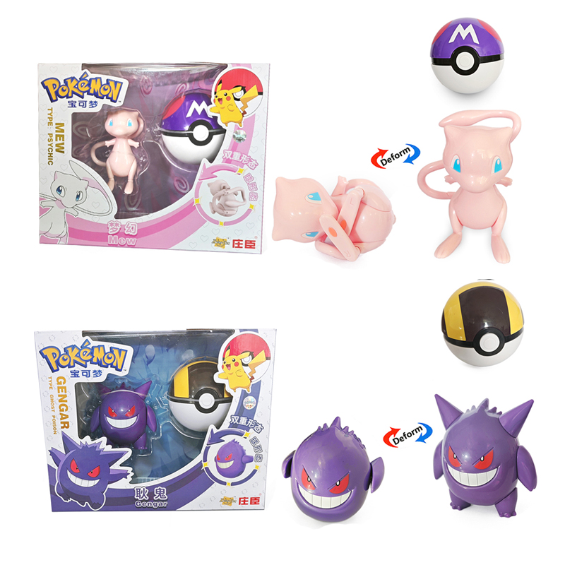 Kids Toys Under £5 - ของแท้โปเกมอนอะนิเมะฟิกเกอร์ปิกาจู มิวทู เกนการ์ พ็อกเก็ตมอนสเตอร์ โปเกบอลแอคชั่นเปลี่ยนรูปแบบของเล่นเด็กของขวัญวันเกิด