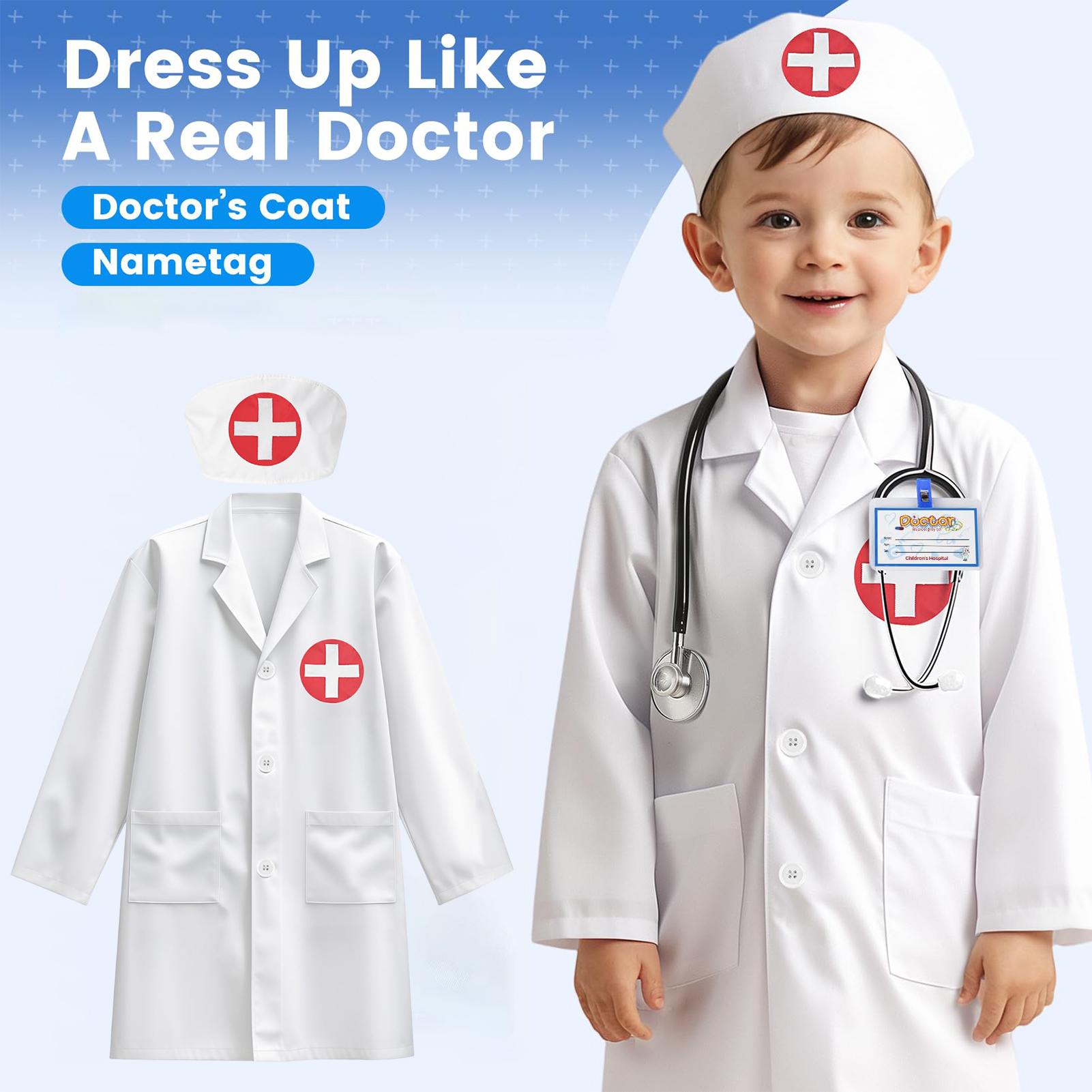 Kids Toys Doctor Set - ชุดคุณหมอเด็ก ชุดแฟนซีเด็ก ชุดเล่นบทบาทคุณหมอ ชุดเล่นสมมติ เสื้อผ้าซักเครื่องได้ รายละเอียดเหมือนจริง