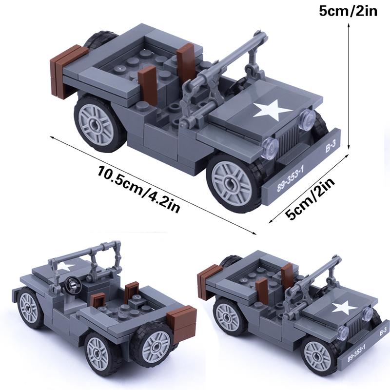 Kids Toys Jeep - MOC WW2ทหาร US ตัวเลขวิลลี่ Jeep รถบล็อกอาคารชุดกองทัพทหารราบชิ้นส่วนอาวุธของเล่นของขวัญ