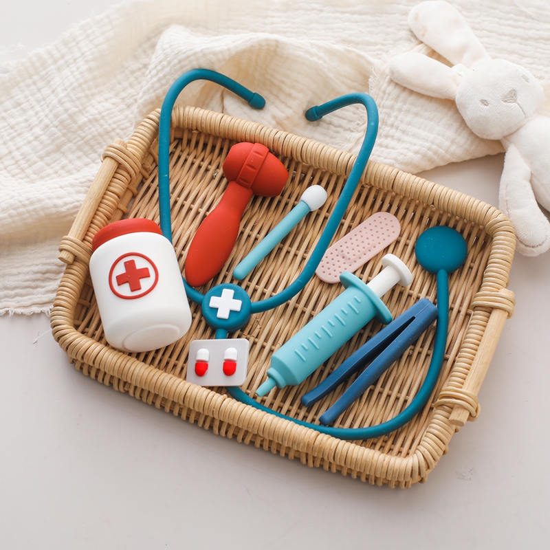 ของเล่นหมอแกล้งทําเป็นซิลิโคนเ - Kids Toys Doctor Set บทวิจารณ์และราคา